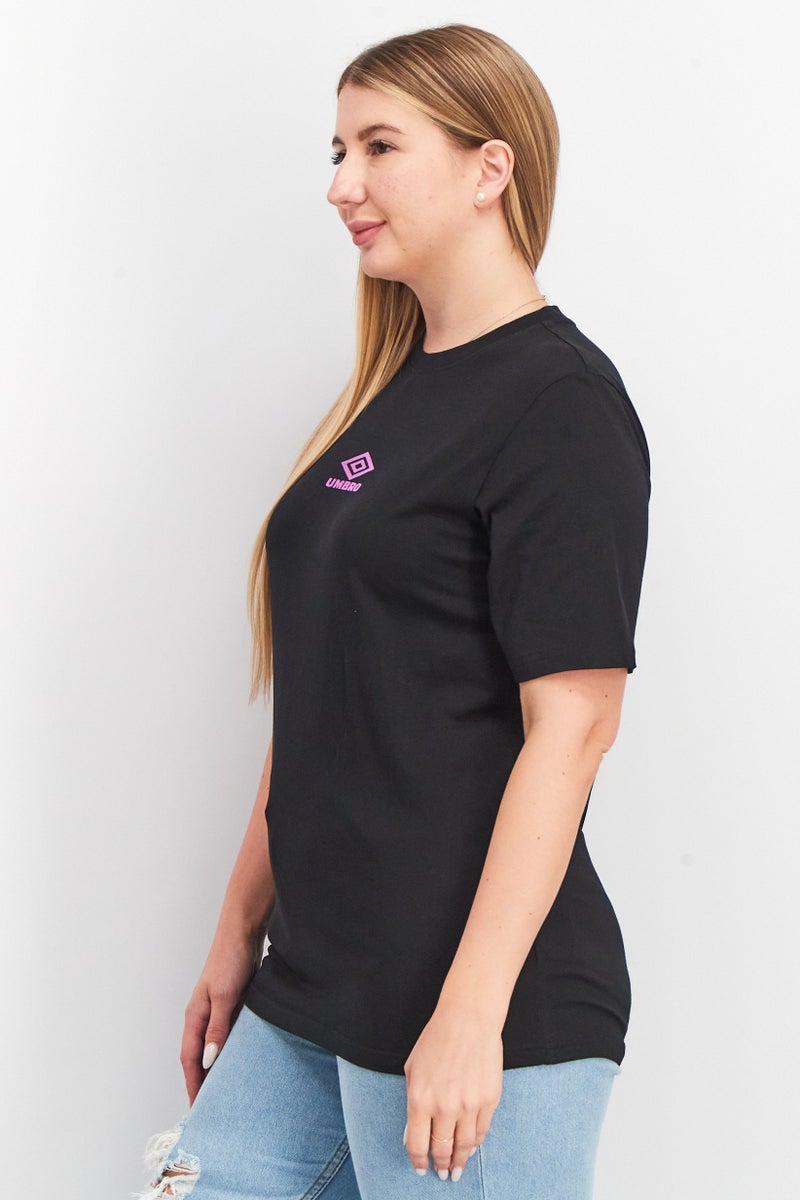 umbro Women Crew Neck Short Sleeve Brand Logo Top, Black - Image 3