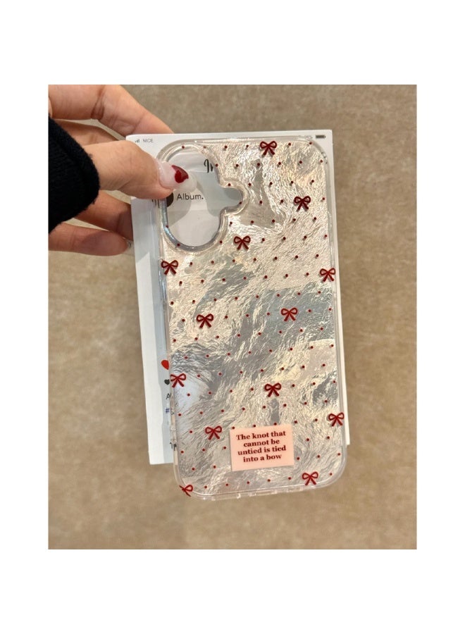 NIBEMINENT Bows And Red Polka Dots Protective TPU Case Cover For iPhone 15 Plus