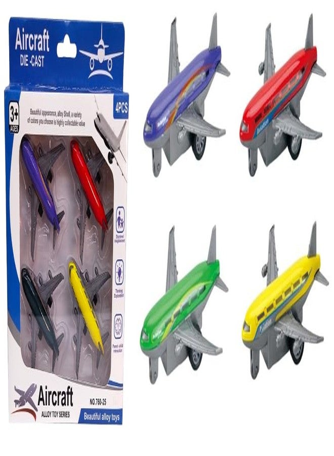Crazy Buy Aircraft Set Die Cast Metal Alloy Pull Back Alloy Plane Toys, Toy City Air Plane Toy, Die-Cast Plane Set, for Boys (4PCS) - Image 2
