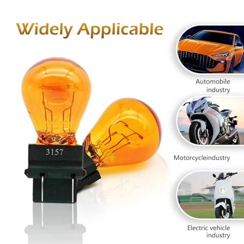 CyperFair 10 PCS 3157 Miniature Car Halogen Brake & Turn Signal Bulbs – 12V 21/5W Waterproof Side Marker & Tail Lights, Universal Replacement for Trucks, SUVs, Cars (Amber) - Image 5