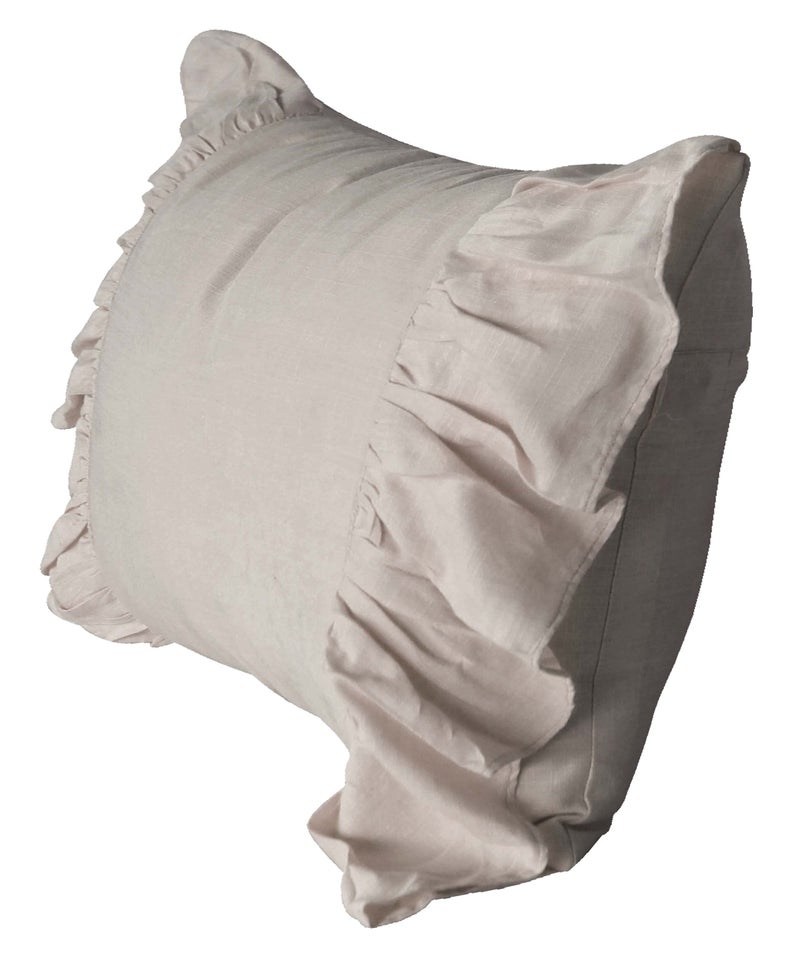 Dekor World 2 Piece Regular Cotton Deco Ruffle Collection Pillow Cover (Silver, 12x20 inches or 30x50 cm)-for Living Room and Bedroom - Image 2