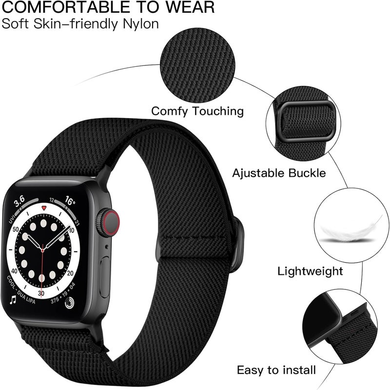 Lerobo Braided Band Compatible with Apple Watch Series 11 10 9 8 7 46mm 45mm 41mm Ultra SE 3 2 1 49mm Series 6 5 4 3 44mm 40mm 38mm 42mm Men iWatch Bands Women Stretchy Nylon Solo Loop Sport Strap - Image 2
