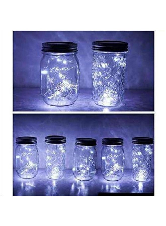Miaro 6 Pack Mason Jar Lights, 20 Led Solar Cold White Fairy String Lights Lids Insert For Garden Deck Patio Party Wedding Christmas Decorative Lighting Fit For Regular Mouth Jars - Image 1