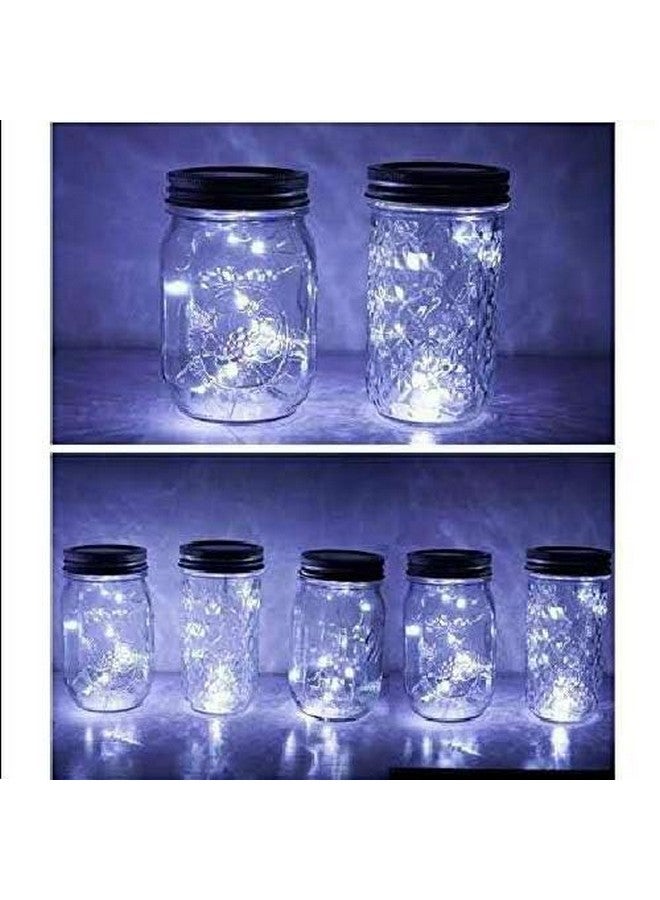 Miaro 6 Pack Mason Jar Lights, 20 Led Solar Cold White Fairy String Lights Lids Insert For Garden Deck Patio Party Wedding Christmas Decorative Lighting Fit For Regular Mouth Jars - Image 2