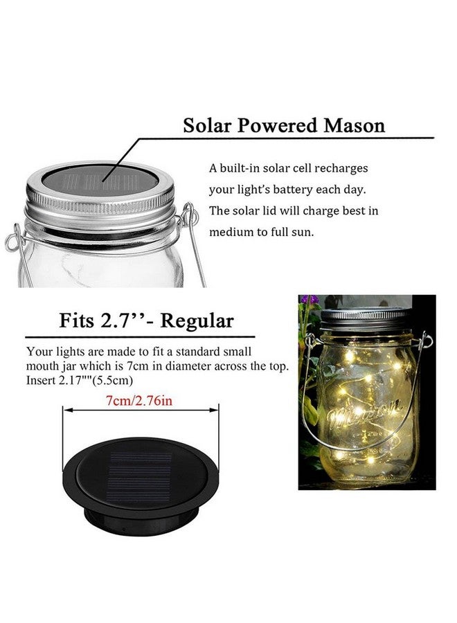Miaro 6 Pack Mason Jar Lights, 20 Led Solar Cold White Fairy String Lights Lids Insert For Garden Deck Patio Party Wedding Christmas Decorative Lighting Fit For Regular Mouth Jars - Image 5