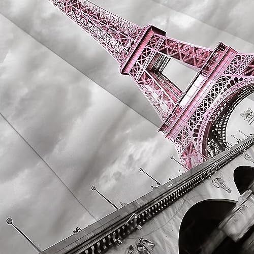 kxry Paris Comforter Set Queen Size Pink Eiffel Tower Seine Bedding French Style Paris Cityscape Quilt for Girls Women 1 Comforter + 2 Pillow Cases - Image 4