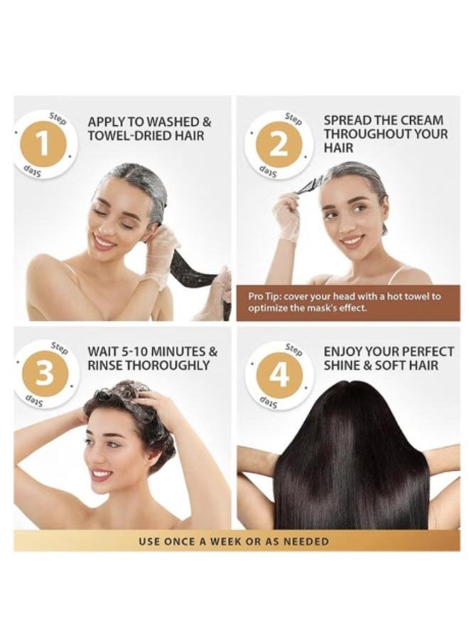 Karseell Carsil 2-Piece Collagen Maca Moisturizing Hair Treatment Mask with Argan Oil and Coconut Oil for Dry and Damaged Hair for All Hair Types, 16.9 oz., 500 ml  - Image 4