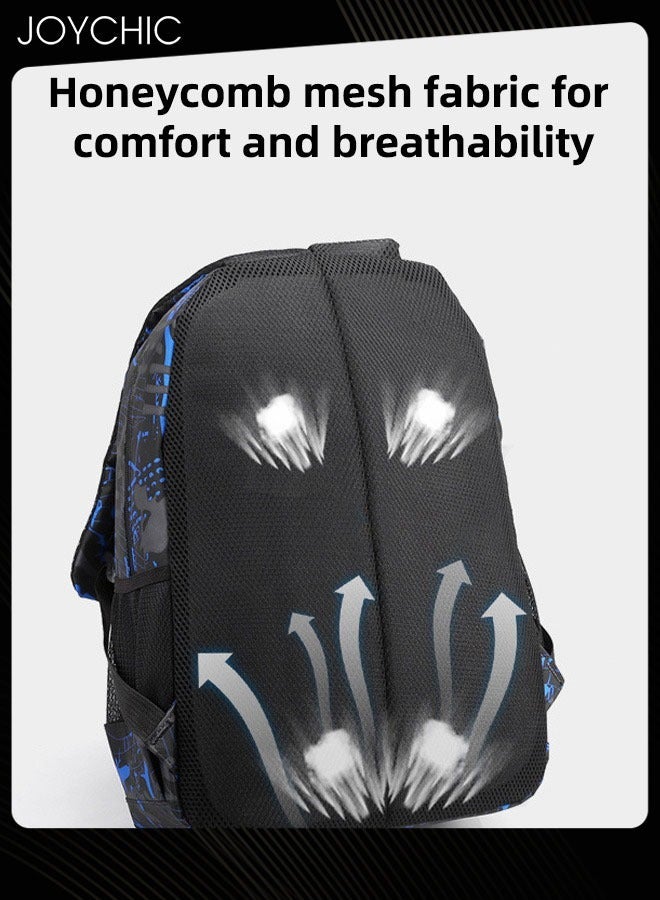 Joychic حقيبة ظهر جديدة مكونة من 3 قطع، حقيبة سفر يومية غير رسمية، حقيبة كتب مقاومة للاهتراء ذات سعة كبيرة للطلاب المتوسطين والثانويين، باللون الأزرق - Image 4