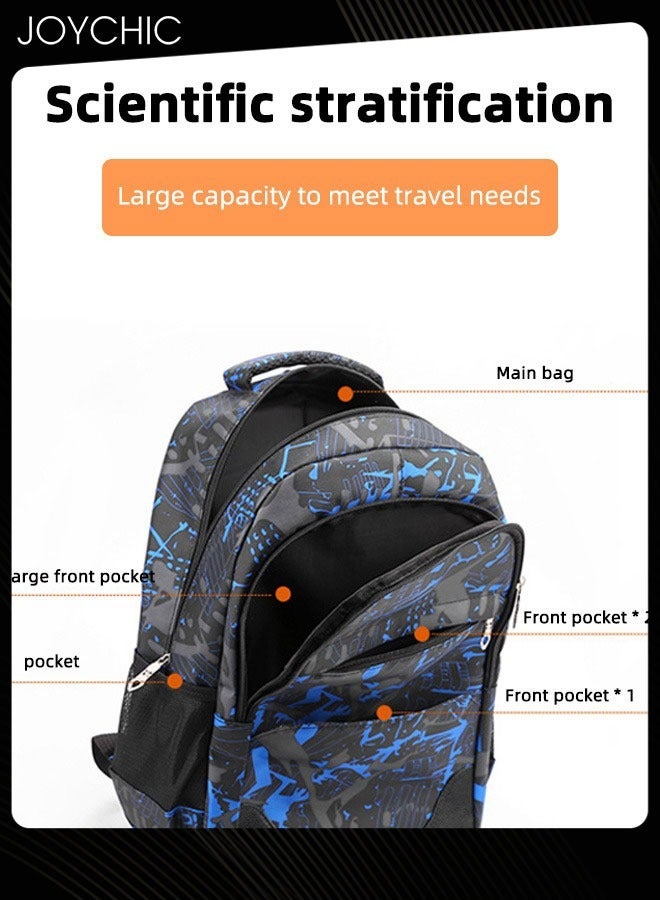 Joychic حقيبة ظهر جديدة مكونة من 3 قطع، حقيبة سفر يومية غير رسمية، حقيبة كتب مقاومة للاهتراء ذات سعة كبيرة للطلاب المتوسطين والثانويين، باللون الأزرق - Image 3