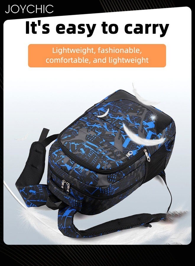 Joychic حقيبة ظهر جديدة مكونة من 3 قطع، حقيبة سفر يومية غير رسمية، حقيبة كتب مقاومة للاهتراء ذات سعة كبيرة للطلاب المتوسطين والثانويين، باللون الأزرق - Image 5