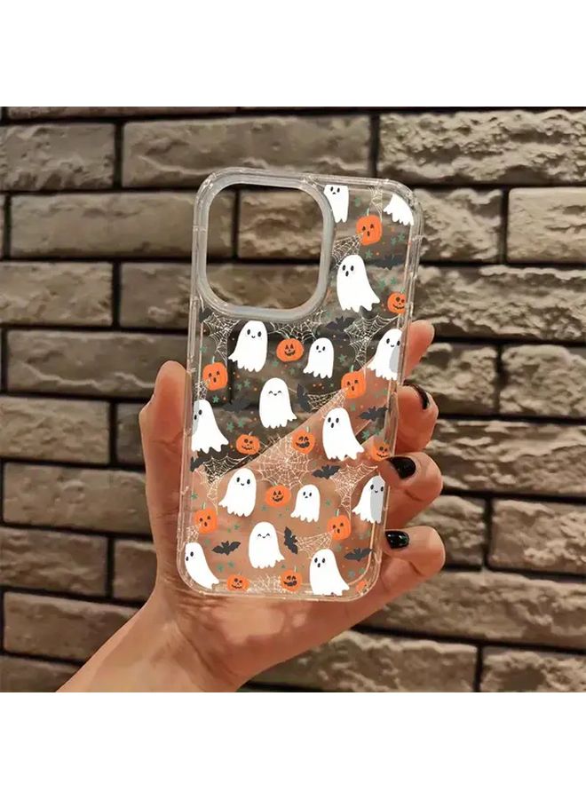 Spooky Pumpkin Halloween Design Transparent Phone Case For iPhone XR Mixed Color Fluffy Shockproof Cover With Lip Gloss Holder - Image 3
