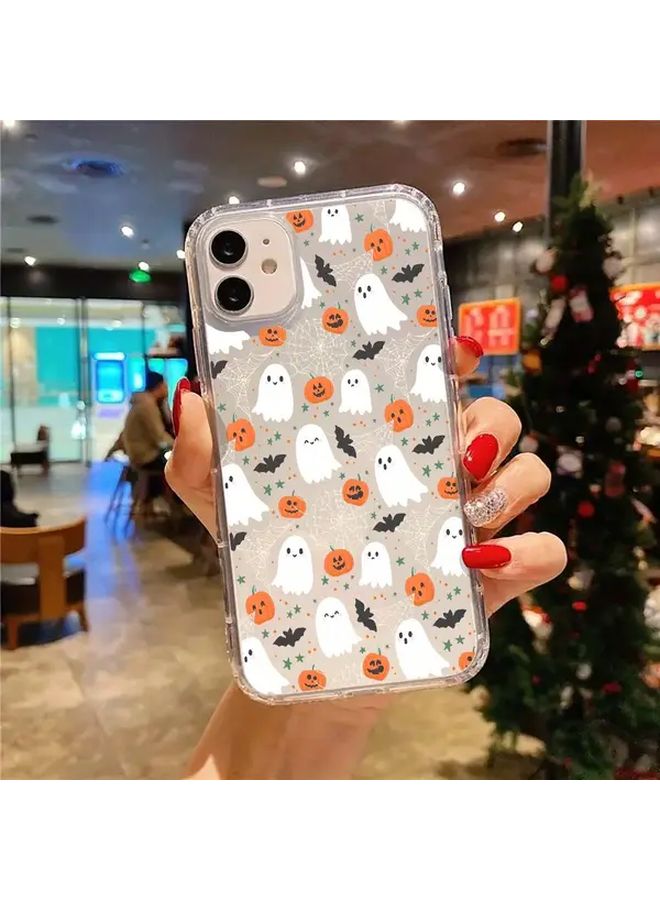 Spooky Pumpkin Halloween Design Transparent Phone Case For iPhone XR Mixed Color Fluffy Shockproof Cover With Lip Gloss Holder - Image 4