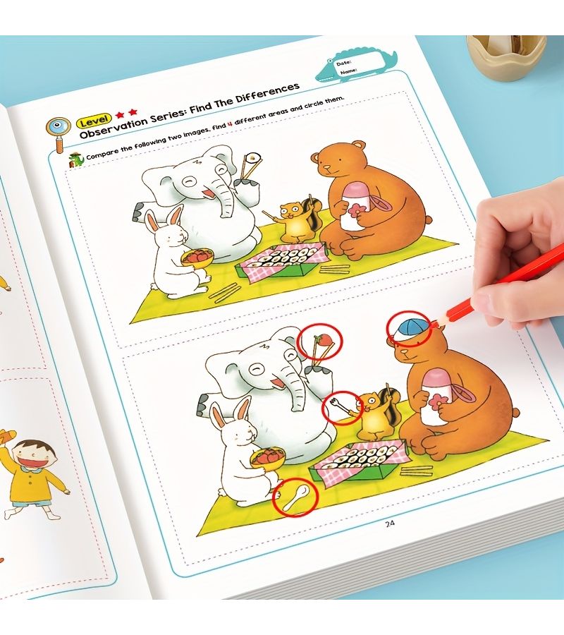 What Is Different What Is Missing Training Book Color Coded Picture Recognition Activity For Attention And Observation Skills Game For Kids Homeschool Childrens Cognitive Development Spot The Difference B - Image 5