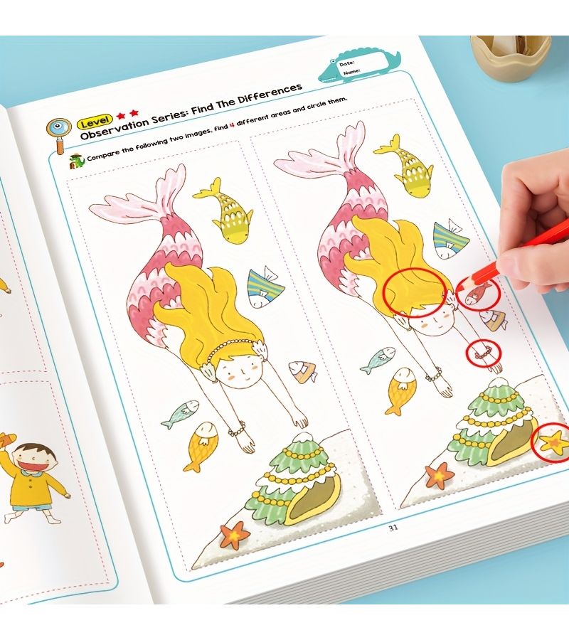 What Is Different What Is Missing Training Book Color Coded Picture Recognition Activity For Attention And Observation Skills Game For Kids Homeschool Childrens Cognitive Development Spot The Difference B - Image 3
