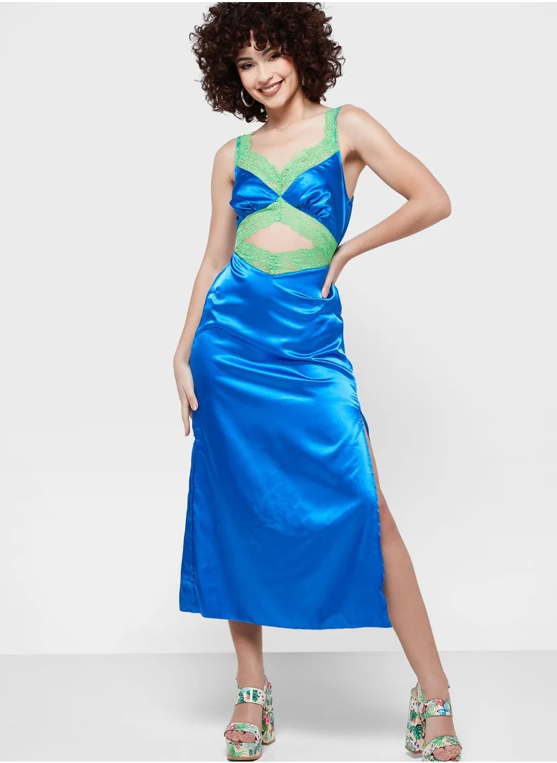 TOPSHOP Cut Out Contrast Detail Strappy Dress