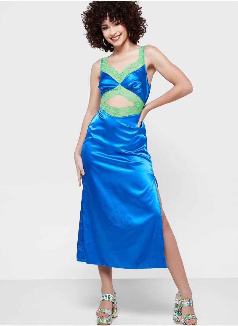 TOPSHOP Cut Out Contrast Detail Strappy Dress  - Image 1
