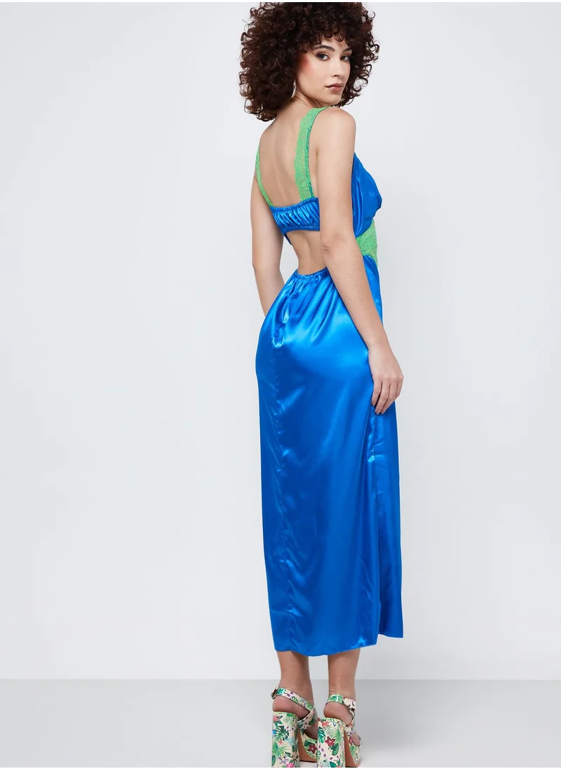 TOPSHOP Cut Out Contrast Detail Strappy Dress