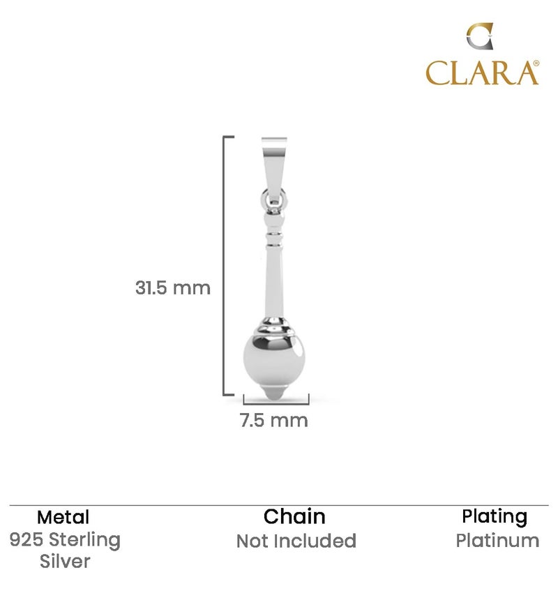 Clara Pure 925 Sterling Silver Hanumanji Gada Men Pendant Without chain | Gift for Men & Boys |Religious, Platinum Plated - Image 5
