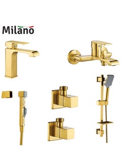 milano Power Collection Complete Set With Matte Color, Brass Body Complete set for Toilets, Bathroom, Lavatory Gold 