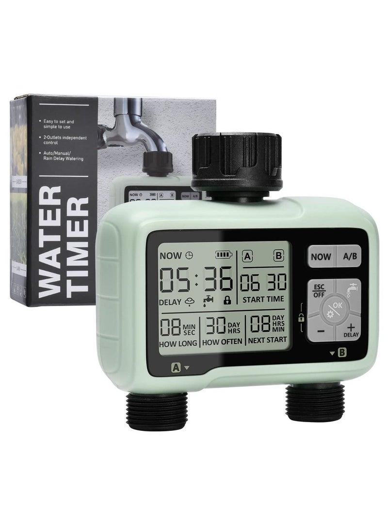 SOLARAE Sprinkler Timer, Water Sprinkler Timer with 2 Outlets, Garden Automatic Watering System/Sprinklers for Lawns Programmable Hose Timer Irrigation System with Child Lock Mode - Image 1