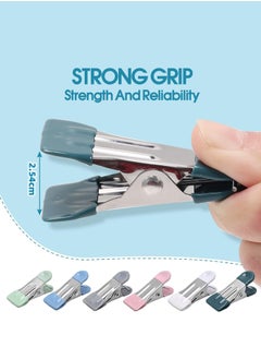 LENND Clothes Pins Heavy Duty 30 Pack, 2.17 Inch Metal Chip Clips, Clothespins for Photo Drying Clothesline Laundry Sock, Bag Clips for Food Kitchen Stainless Steel with Rubber, 6 Colors  - Image 3