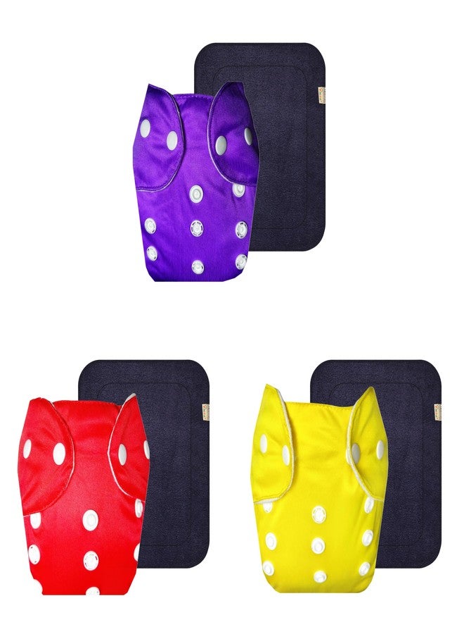 Dumbledo Lite Cloth Diaper with Gray Insert (Pack of 3) | Snug Fit | Reusable & Washable | Adjustable Snaps | Everyday Diapering Essential | 3 Months - 2 Years | Unisex Baby - Image 1