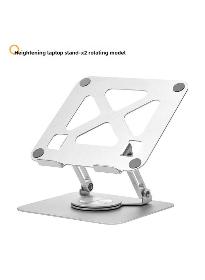 360-degree Rotating Laptop Stand Desktop Elevated Folding Portable Aluminum Alloy Heat Dissipation Base Computer Stand-Color:Silver Upgrade Swivel - Image 1
