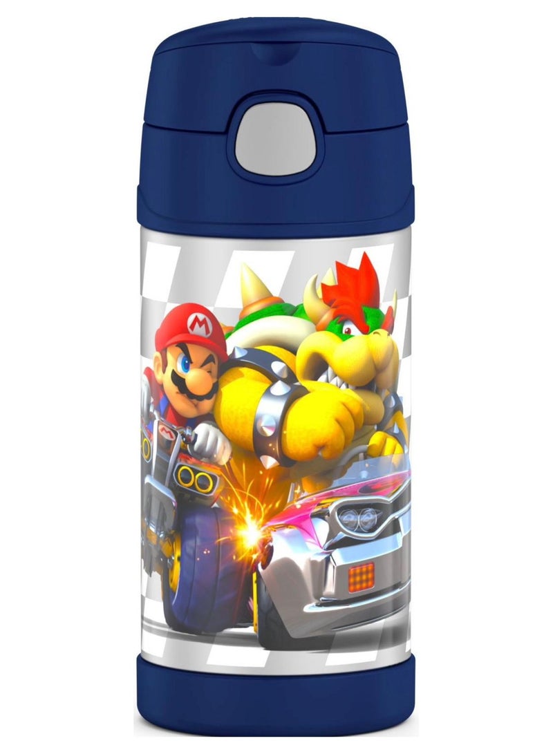 ترموس زجاجة للاطفال من الستانلس ستيل معزولة ومفرغة من الهواء من ثيرموس فانتينر، سعة 12 اونصة، سوبر ماريو براذرز، 350.0 مل - Image 1