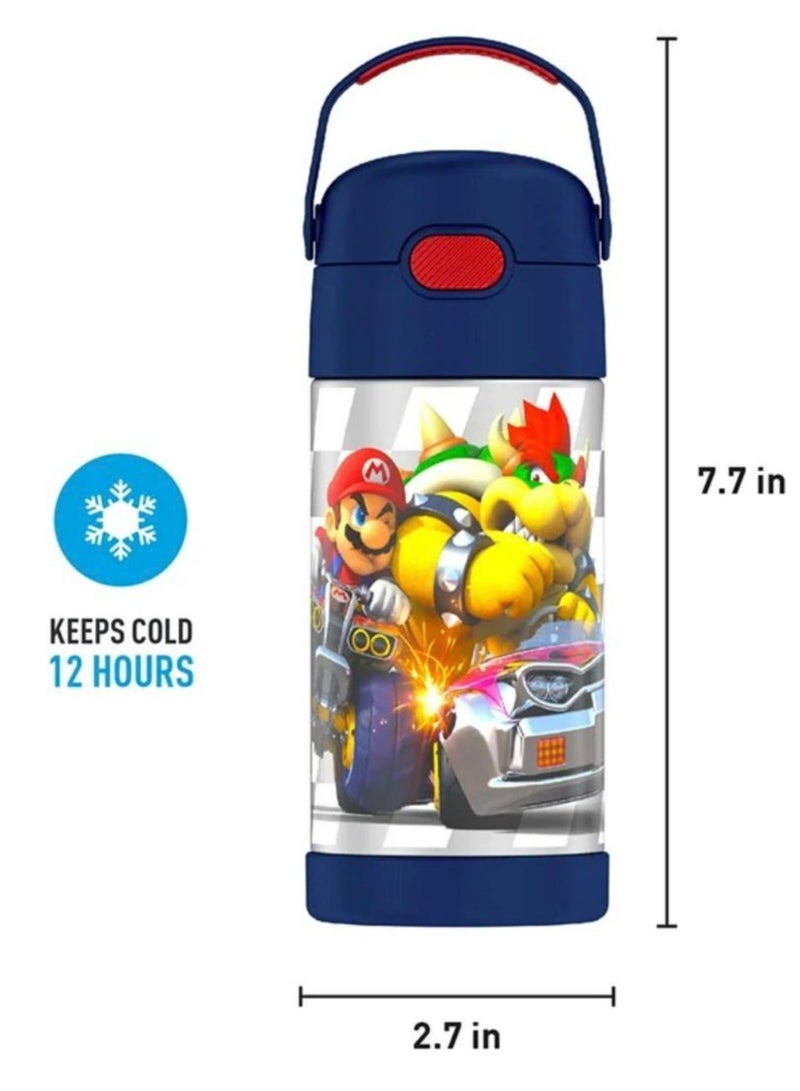ترموس زجاجة للاطفال من الستانلس ستيل معزولة ومفرغة من الهواء من ثيرموس فانتينر، سعة 12 اونصة، سوبر ماريو براذرز، 350.0 مل - Image 4