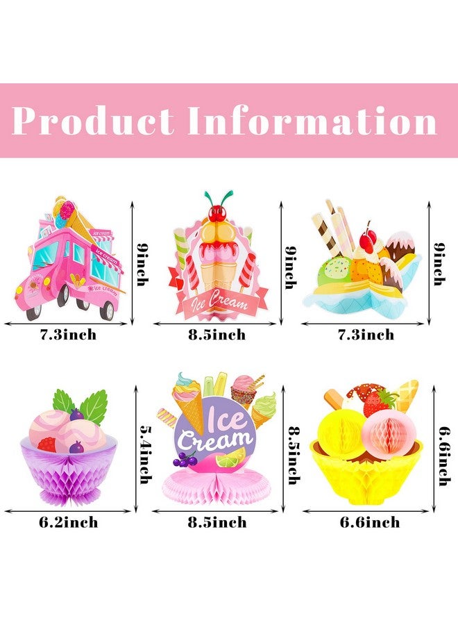 Marspark 12 Pieces Ice Cream Table Centerpiece Honeycomb Sundae Topper Decoration Summer Ice Cream Cart Ice Lolly Centerpiece For Baby Shower Birthday Party Supplies - Image 2