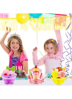 Marspark 12 Pieces Ice Cream Table Centerpiece Honeycomb Sundae Topper Decoration Summer Ice Cream Cart Ice Lolly Centerpiece For Baby Shower Birthday Party Supplies  - Image 5