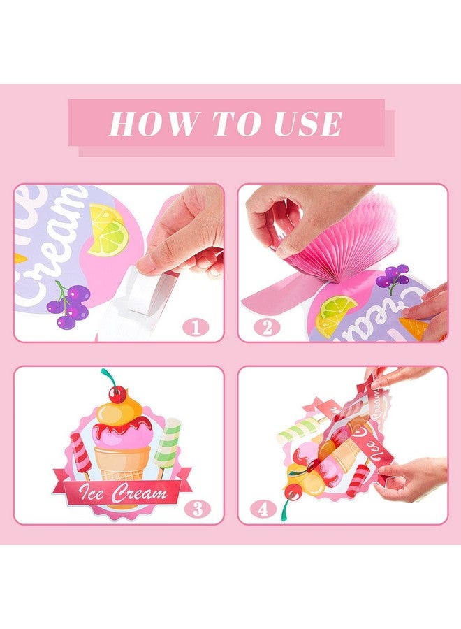 Marspark 12 Pieces Ice Cream Table Centerpiece Honeycomb Sundae Topper Decoration Summer Ice Cream Cart Ice Lolly Centerpiece For Baby Shower Birthday Party Supplies - Image 3