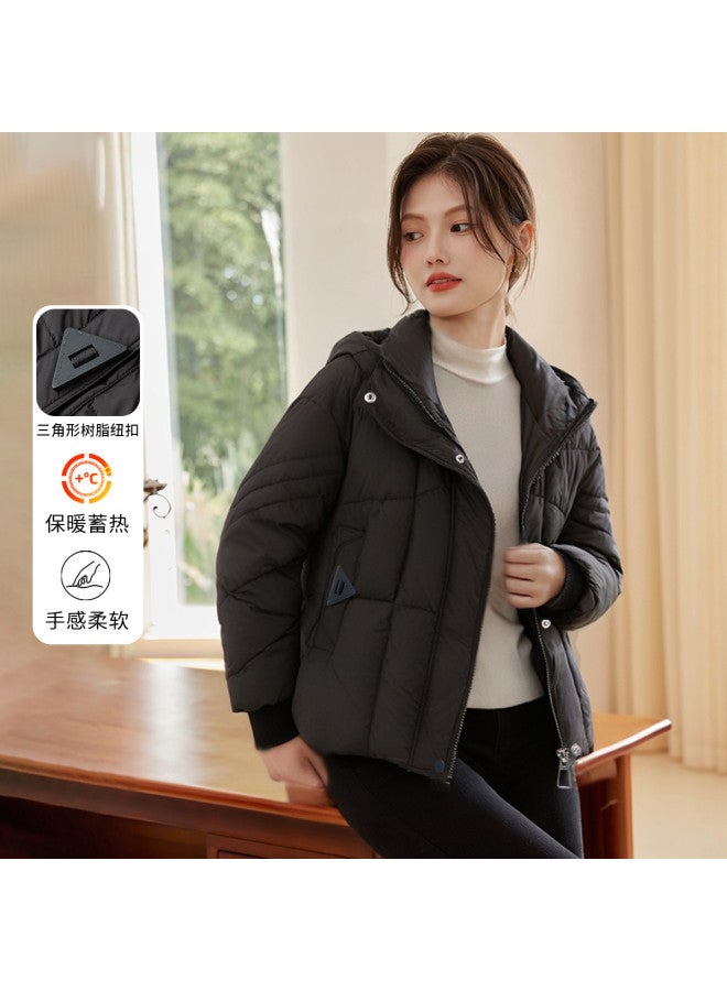 Hstyle معطف قطن بغطاء رأس للنساء - سميك دافئ شتوي، جاكيت مبطن فضفاض أنيق - Image 2