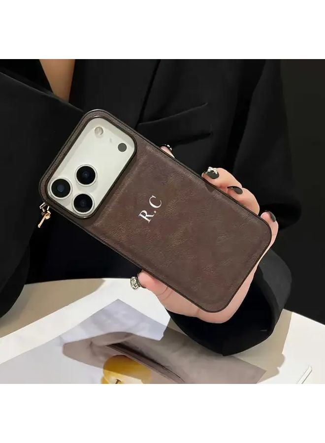 Custom Black Leather Phone Case Compatible With iPhone 15 Personalized Initials - Image 2