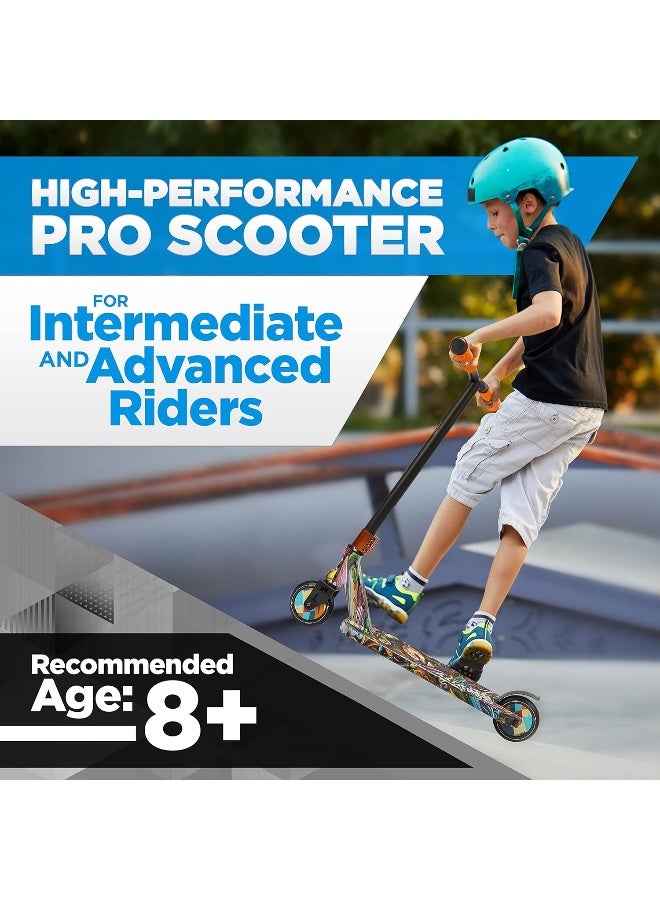 Hurtle Lightweight Kick Stunt Scooter - Lab Tested Safety Certified Street Freestyle Trick Scooter with Alloy Deck, High Impact Wheels, ABEC-9 Bearing, HIC System - for Kids & Teens (Gravity in Art) - Image 1