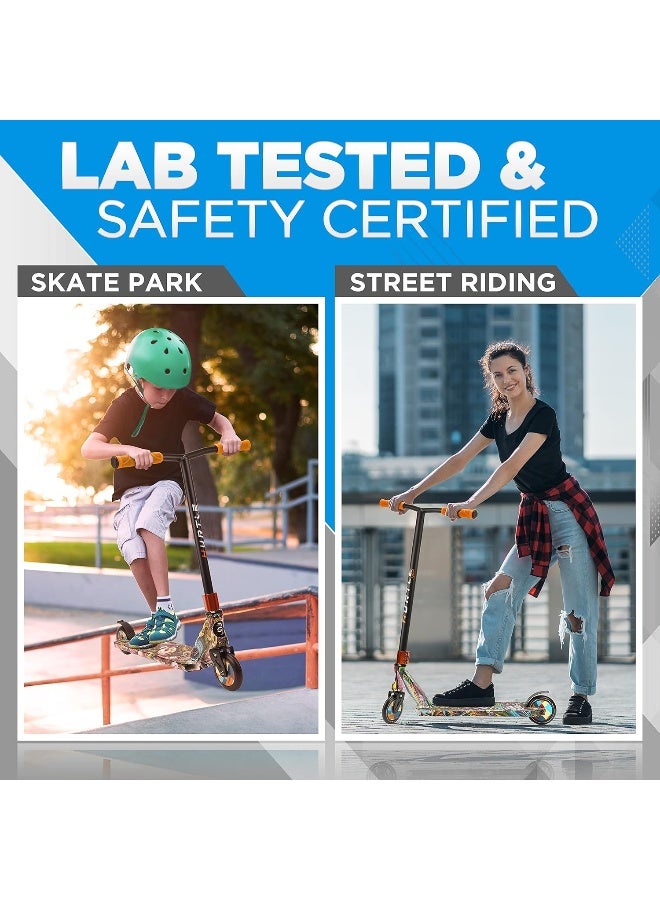 Hurtle Lightweight Kick Stunt Scooter - Lab Tested Safety Certified Street Freestyle Trick Scooter with Alloy Deck, High Impact Wheels, ABEC-9 Bearing, HIC System - for Kids & Teens (Gravity in Art) - Image 3