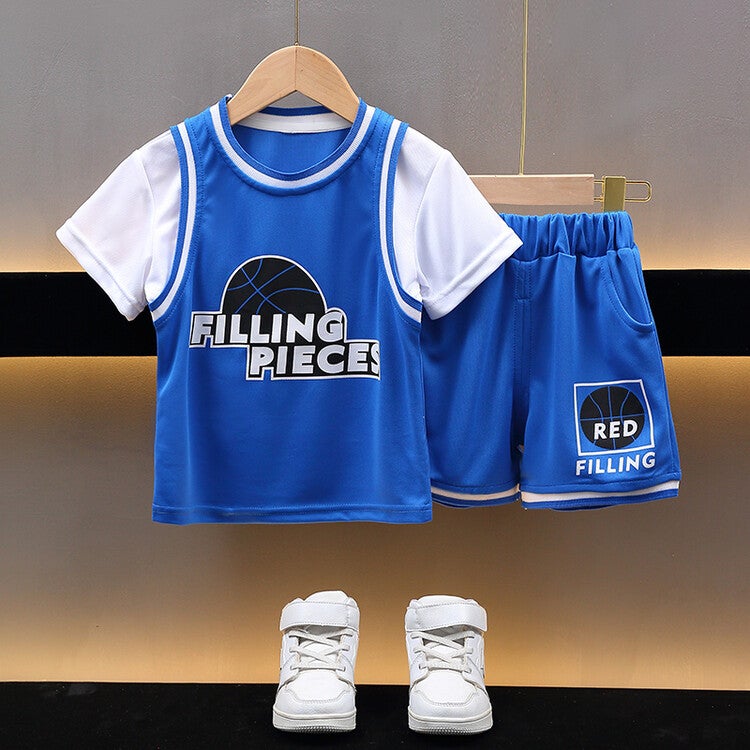Boys' Basketball Outfit 2024 Style Boys' Two-Piece Short-Sleeve Training Jersey Children'S Sportswear Trendy - Image 5