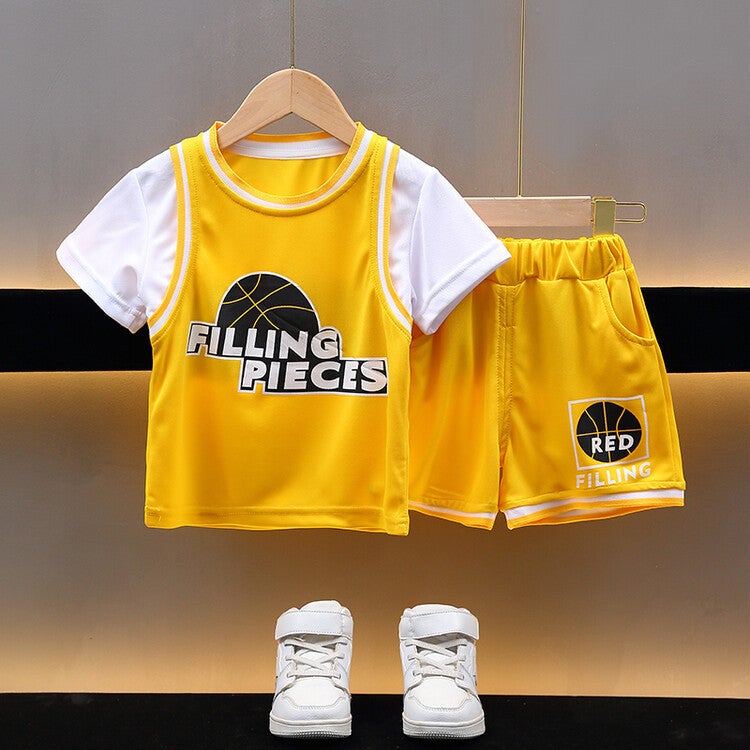 Boys' Basketball Outfit 2024 Style Boys' Two-Piece Short-Sleeve Training Jersey Children'S Sportswear Trendy - Image 3