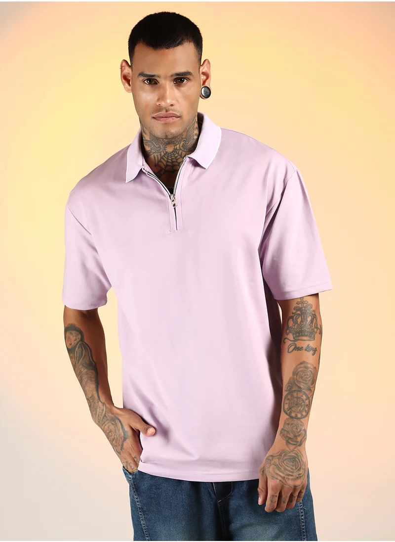 كامبوس سوترا Men's Lilac Solid Polo T-Shirt