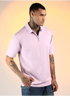 كامبوس سوترا Men's Lilac Solid Polo T-Shirt  - Image 3