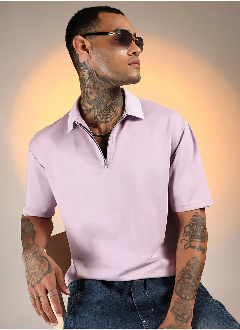 كامبوس سوترا Men's Lilac Solid Polo T-Shirt