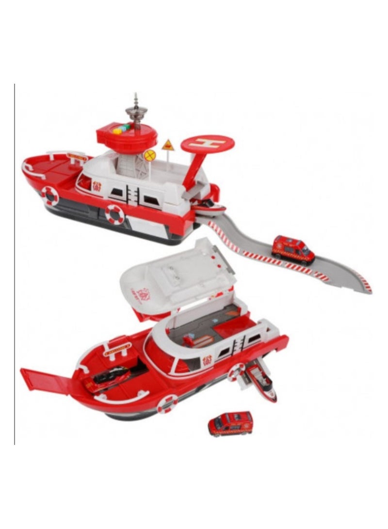 Special Services-Fire Boat Playset 1:64 With electric cartoon boat Lights & Sounds - No:660  - Image 1