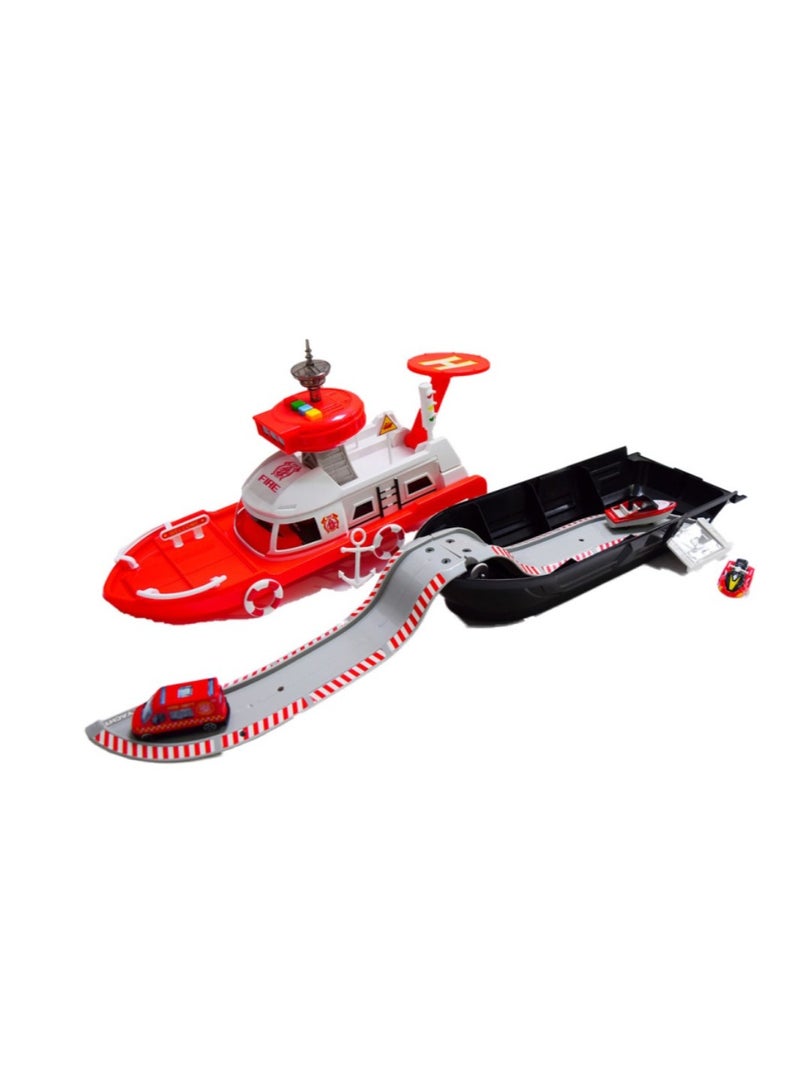 Special Services-Fire Boat Playset 1:64 With electric cartoon boat Lights & Sounds - No:660  - Image 2