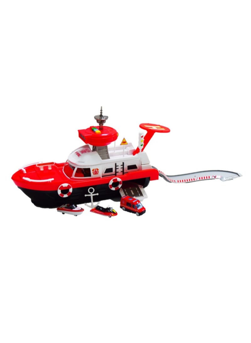 Special Services-Fire Boat Playset 1:64 With electric cartoon boat Lights & Sounds - No:660  - Image 3