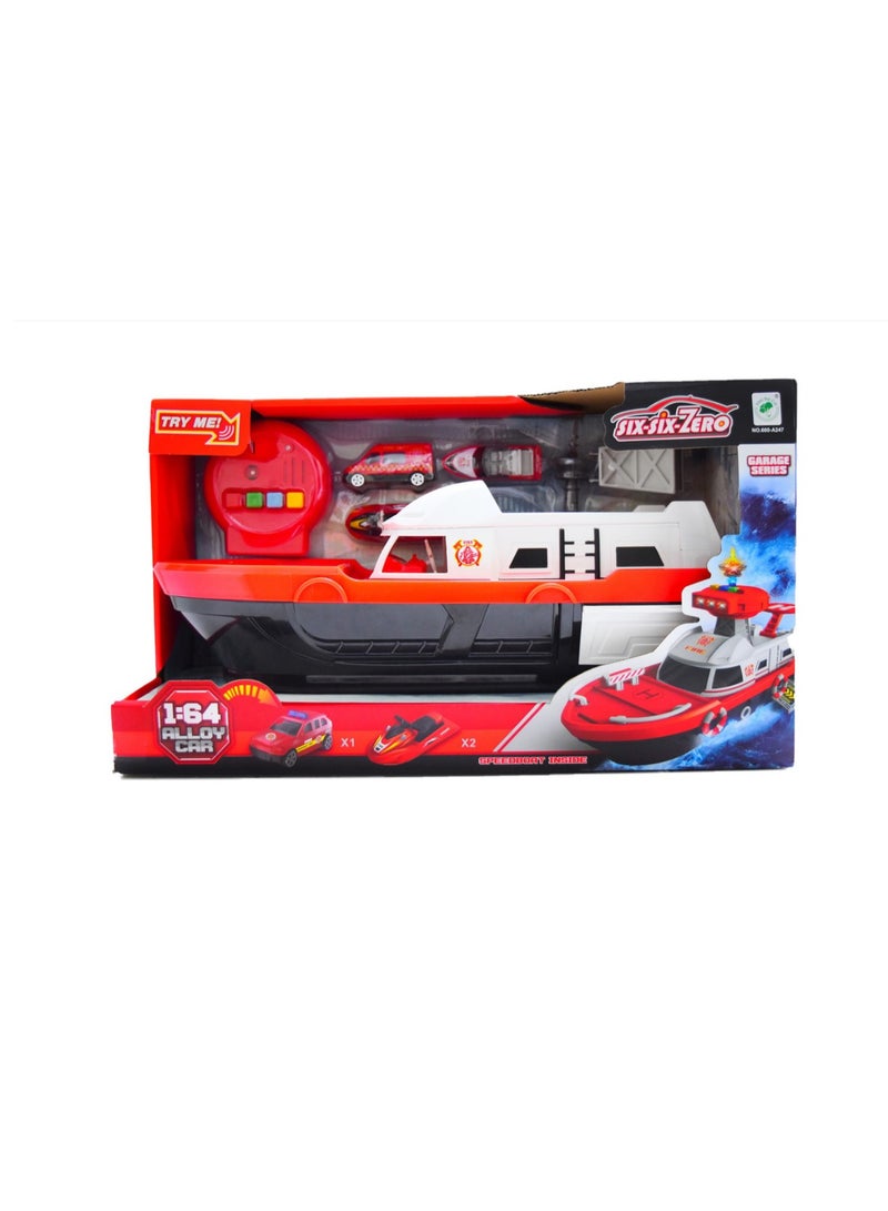Special Services-Fire Boat Playset 1:64 With electric cartoon boat Lights & Sounds - No:660  - Image 4