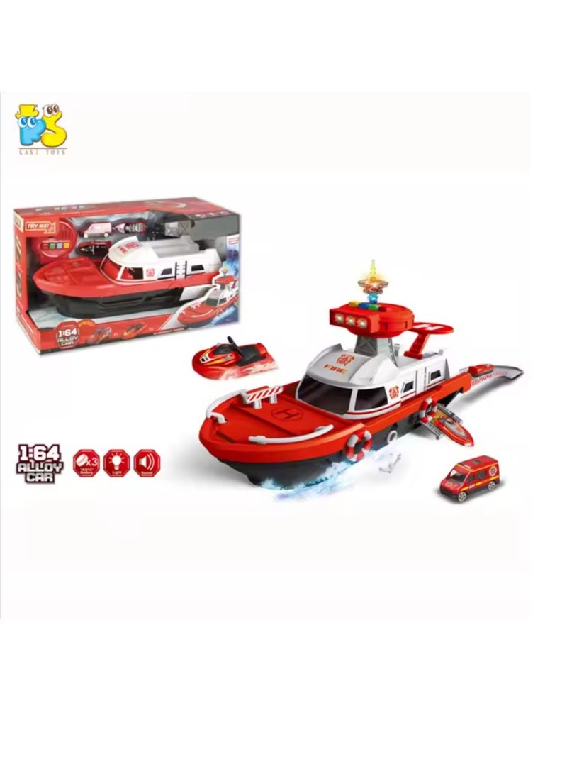 Special Services-Fire Boat Playset 1:64 With electric cartoon boat Lights & Sounds - No:660  - Image 5