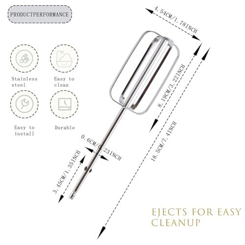 Abvsdu 2 Pcs Hand Mixer Attachments Beaters, Hand Mixer Beaters Attachments for Kitchen Stainless Steel Replacement Parts for Hamilton Beach 62682RZ 62692 62695V 64699 Mixer - Image 2