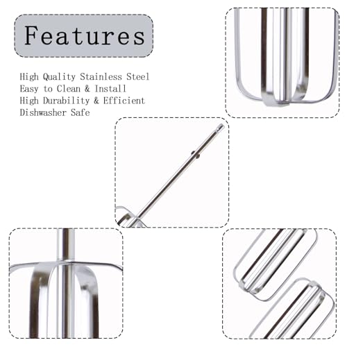 Abvsdu 2 Pcs Hand Mixer Attachments Beaters, Hand Mixer Beaters Attachments for Kitchen Stainless Steel Replacement Parts for Hamilton Beach 62682RZ 62692 62695V 64699 Mixer - Image 3