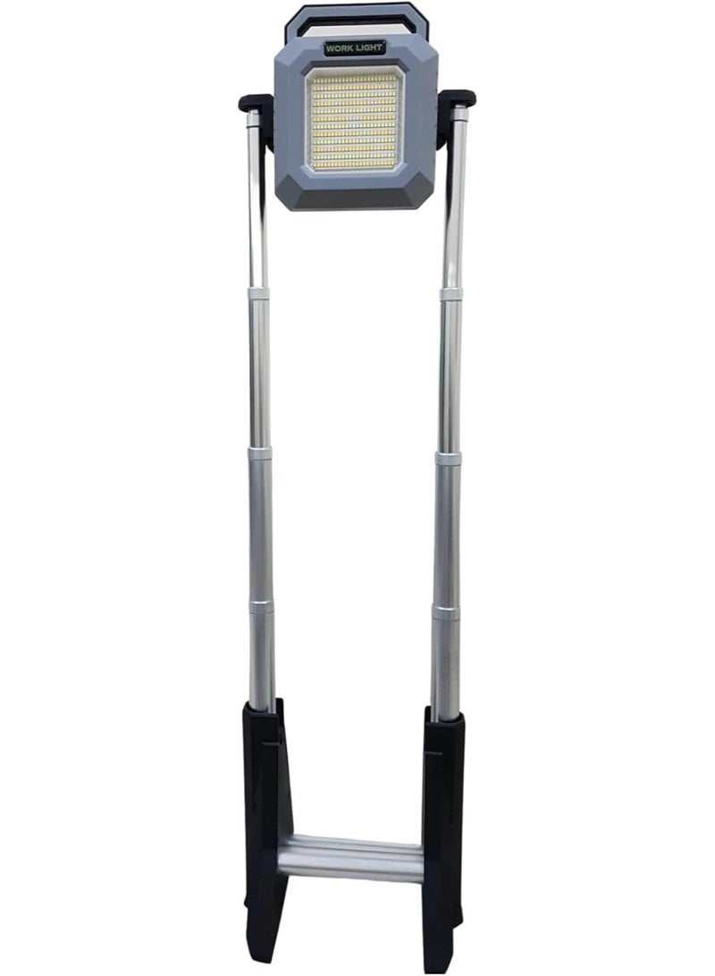 مصباح عمل احترافي شديد التحمل مع حامل تلسكوبي قابل لإعادة الشحن وبنك طاقة متعدد الوظائف، 3000 لومن، إضاءة قابلة للتعديل، بطارية 10000 مللي أمبير في الساعة، بنك طاقة للجوال - Image 2