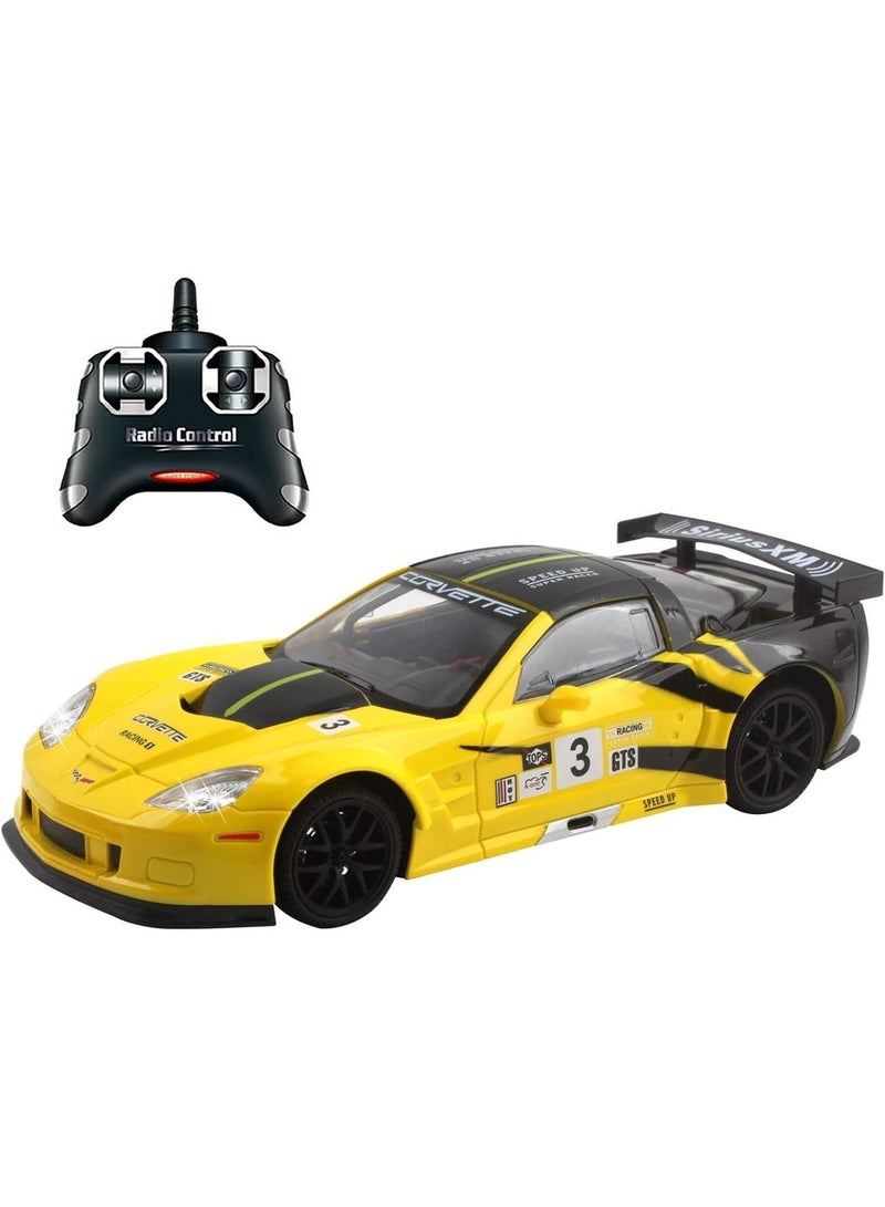 The Toys Home Licensed Corvette C6.R RC Car – 1:24  Racing Supercar, 4‑Function Remote Control with Working Head/Tail Lights – Requires 3×AA + 2×AA (Not Included) – Window Gift Box (Yellow/Red/White) - Image 3